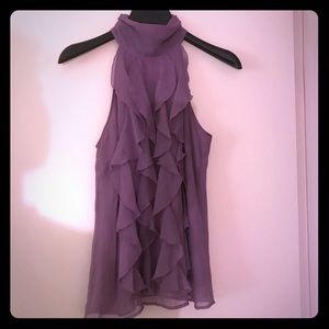 Adiva Sleeveless Purple Ruffle Blouse
